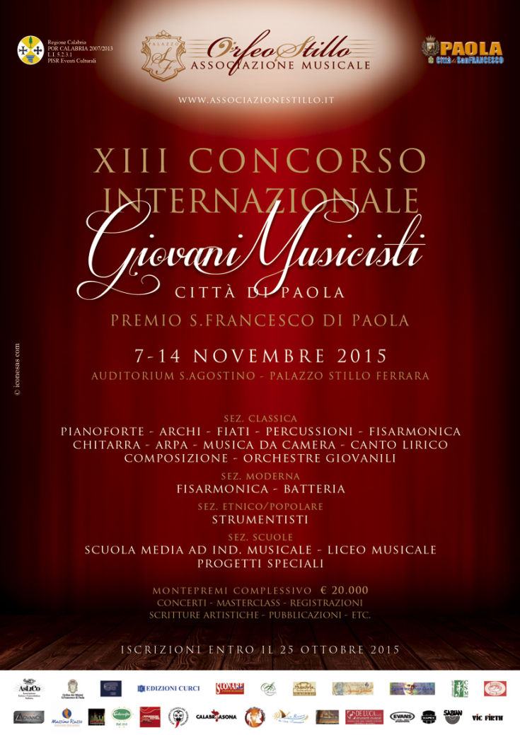 Locandina XIII Concorso Internazionale Giovani Musicisti Citta' di Paola