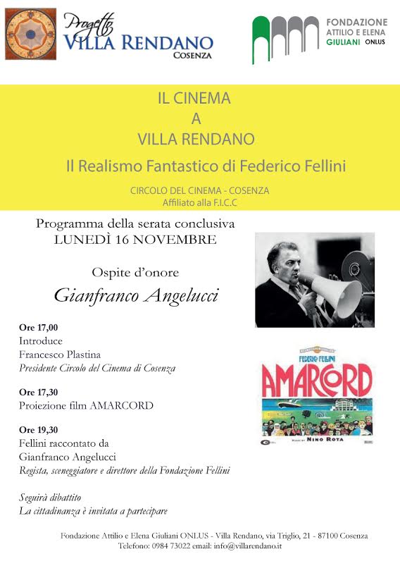 Una serata speciale a Villa Rendano per concludere le proiezioni dedicate a Federico Fellini 54 cinema villa rendano