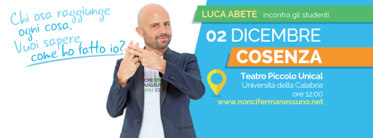 (AUDIO INTERVISTA ESCLUSIVA) Luca Abete di Striscia la Notizia all'Unical per il tour motivazionale #NonCiFermaNessuno 57 facebook
