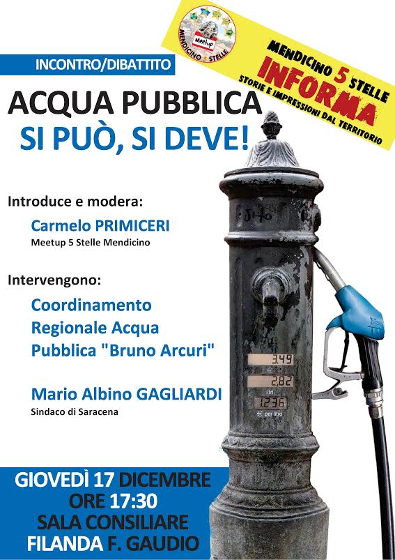 ''Mendicino in Movimento'' organizza un dibattito sulla gestione pubblica dell'acqua 54 mend