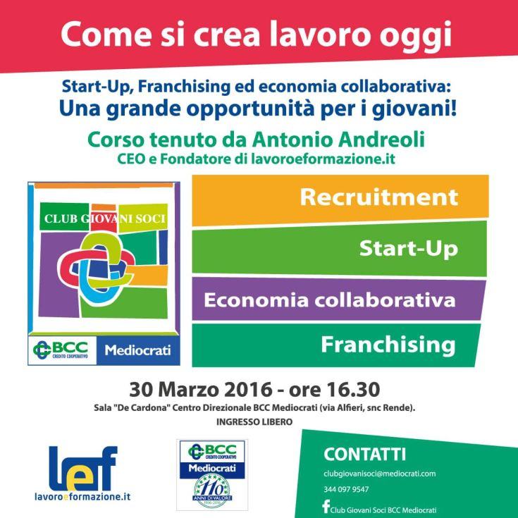 Locandina Workshop Come si crea lavoro oggi