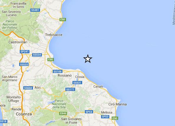 scossa ionio cosentino