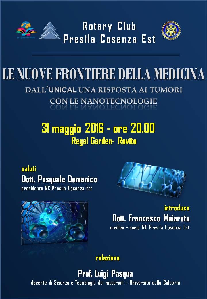 Le nuove frontiere della Medicina, se ne discute domani Rotary Club Presila Cosenza Est 54 invito locandina 31 maggio