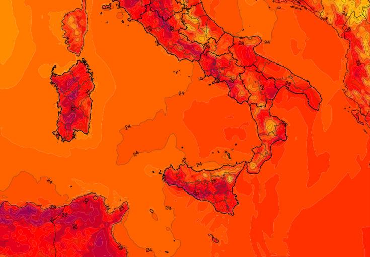 Meteo Calabria: estate pronta a ripartire. Sole e caldo in deciso aumento 53 Temperature 2 metri Calabria