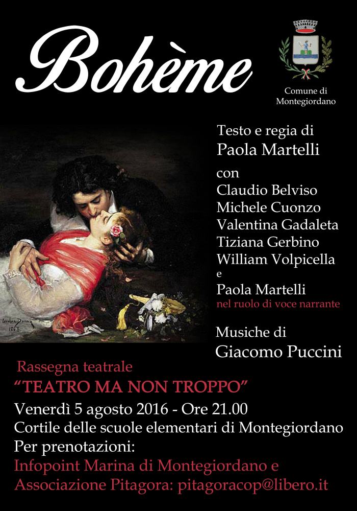 La “Bohème” stasera in scena a Montegiordano, per la rassegna "Teatro ma non troppo 2016" 57 Boheme 3