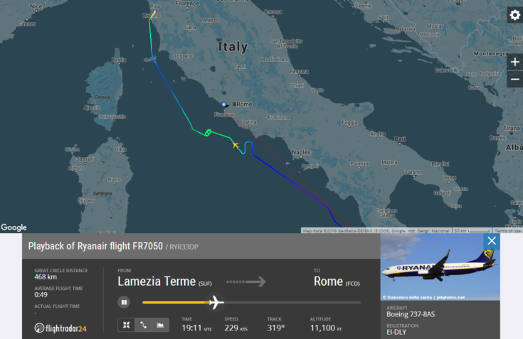 Il tracking in tempo reale del volo Ryanayr registrato da FlightAware