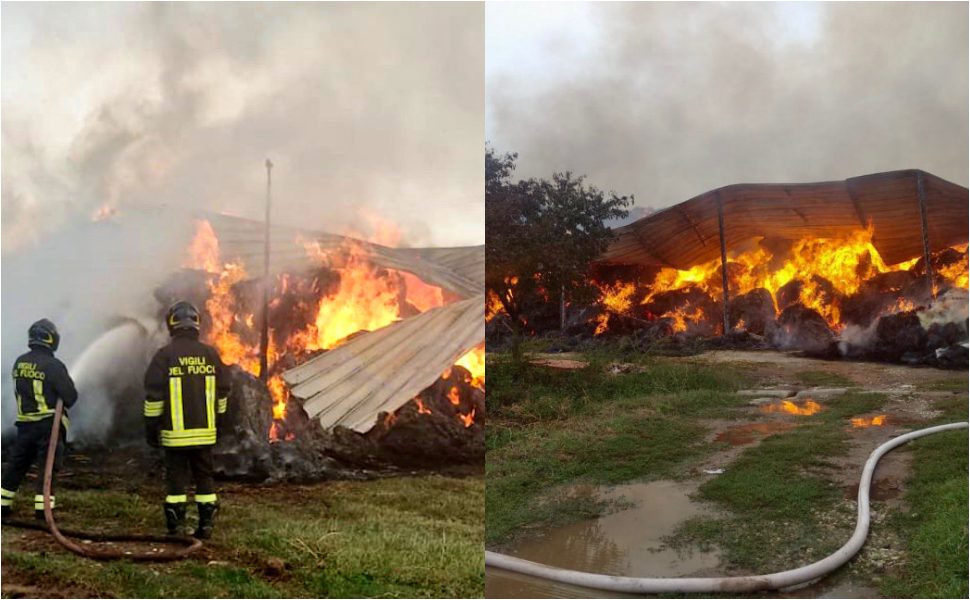 Incendio Rende fienile