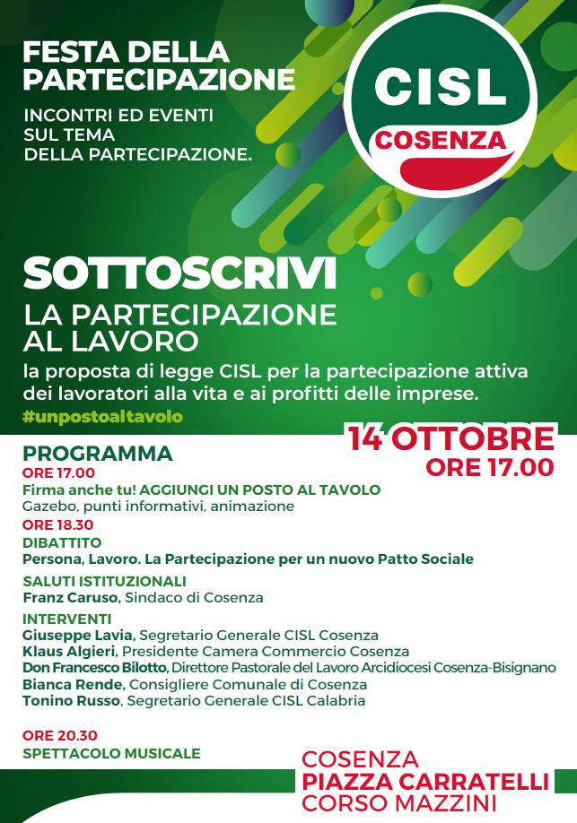 festa partecipazione cisl cosenza 