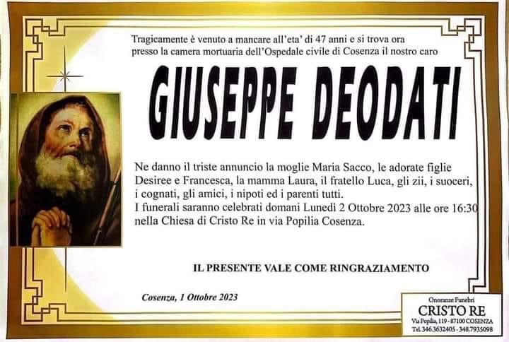 Funerali Giuseppe Deodati