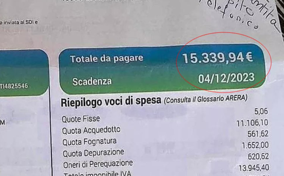 bolletta 15mila euro anziana