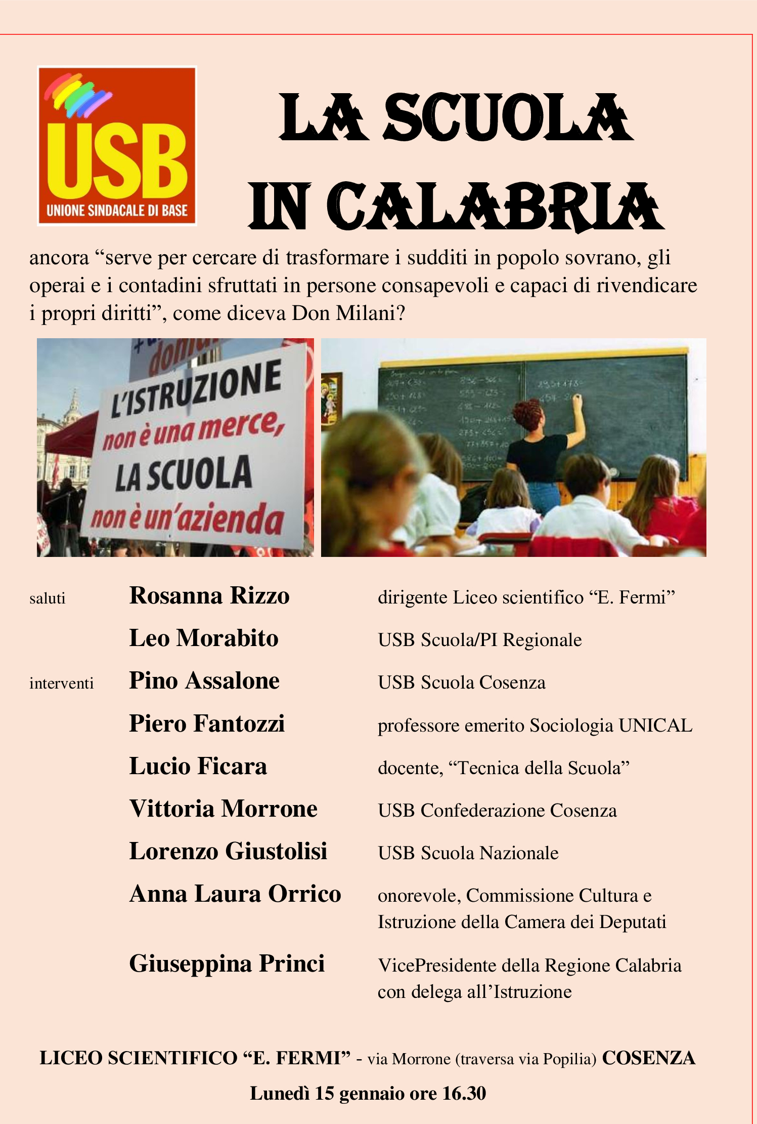 locandina usb scuola cosenza fermi