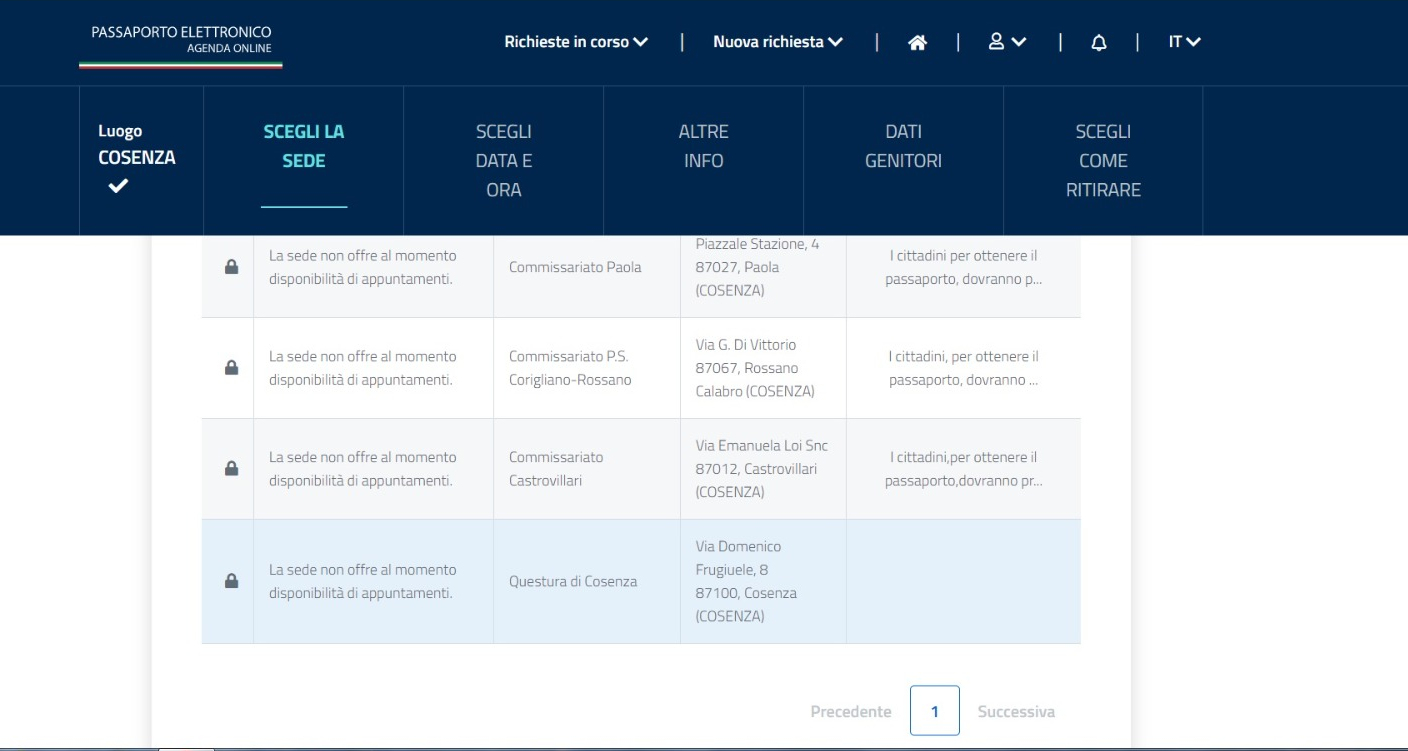 passaporto: portale prenotazioni