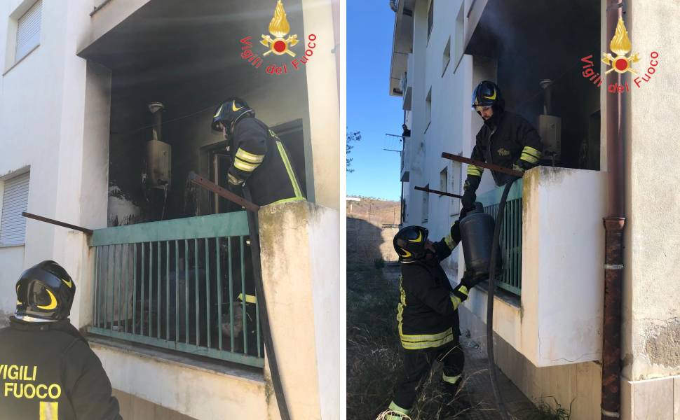 vigili fuoco incendio abitazione bombole