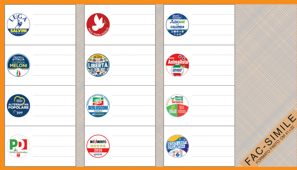 elezioni europee 2024 scheda arancione Calabria