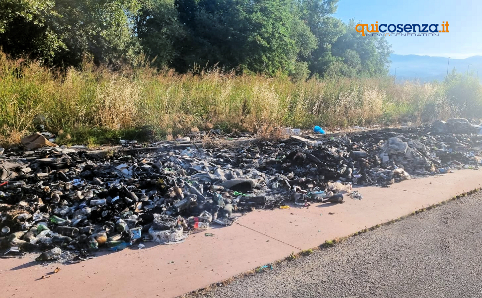 Rifiuti Viale Principe Rende_brucia