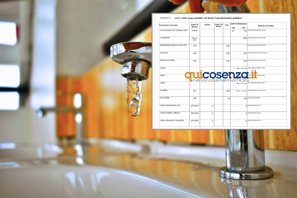 Acqua rubinetto analisi