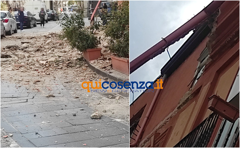 Crollo cornicione Cosenza Vecchia