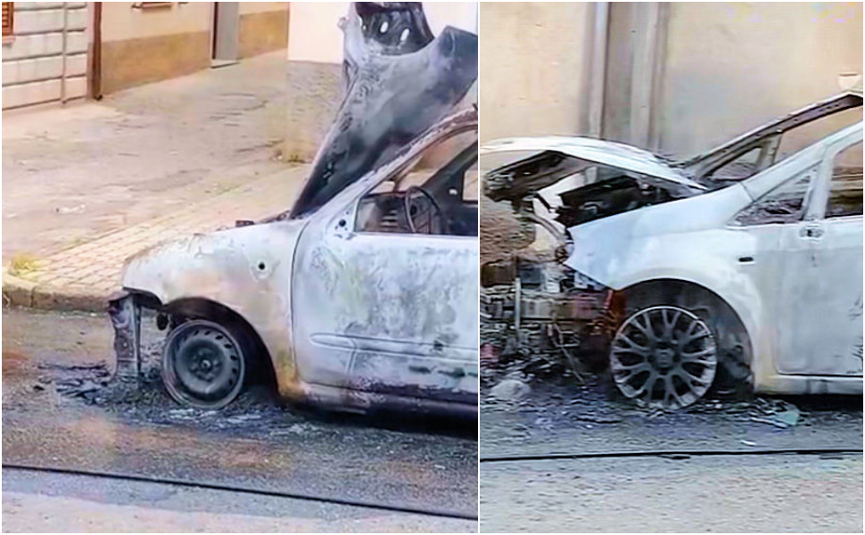 Auto in fiamme Spezzano Albanese
