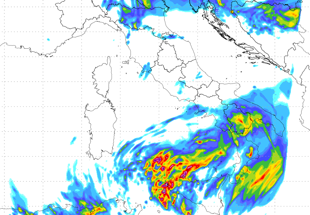 Mappa piogge Ciclone maggio 2025